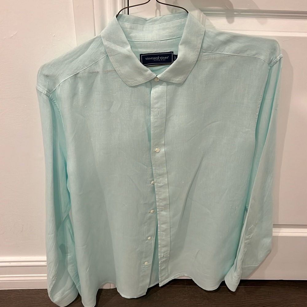 New Mens Large Vineyard Vines Linen Button Down